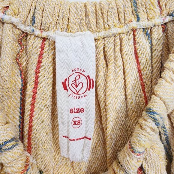 FP x beach Freedom striped off the shoulders 3/4 sleeve crop shirt woman's sz XS - Picture 3 of 9